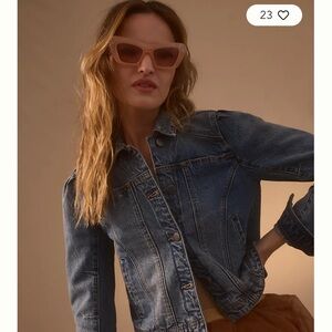 Anthropologie Pilcro Light Blue Denim Jacket with slight puff sleeve